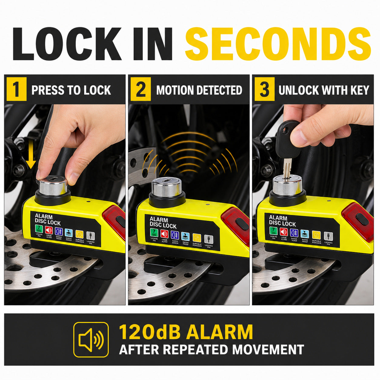 120dB Alarm Disc Brake Lock
